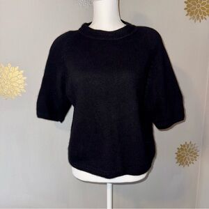 Vintage 90’s Black Short Sleeve Sweater Rabbit Hair Lambs Wool‎ Women’s Medium